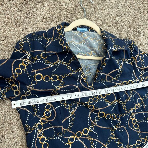 J McLaughlin Women’s Gold Chain Link Shift Dress 4 Nautical Coastal Classic - Picture 8 of 11